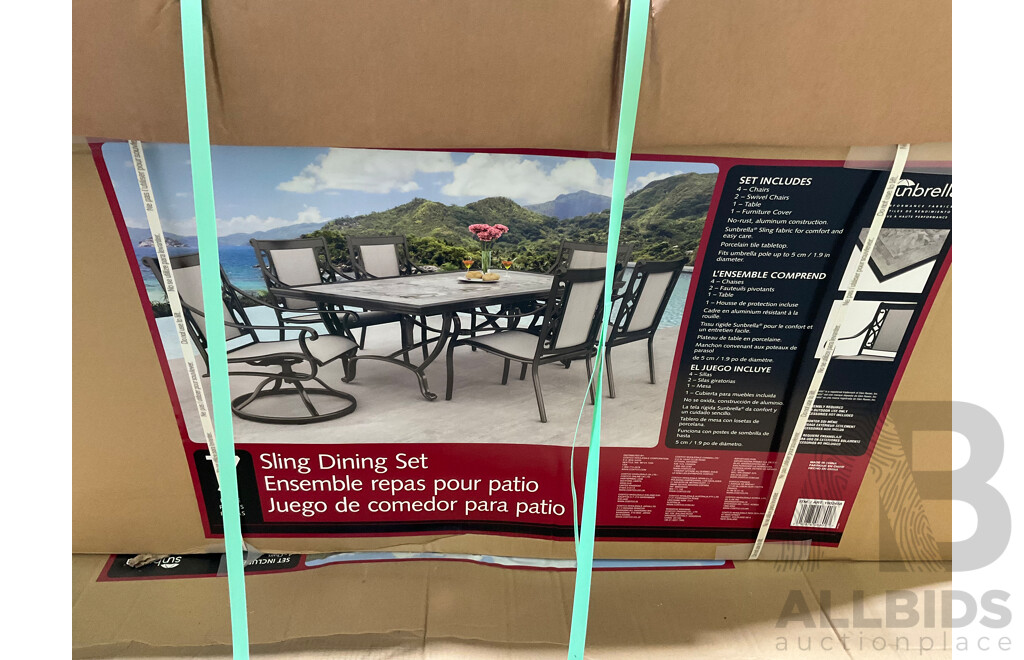 AGIO Turner 7 Piece Sling Dining Set- ORP $2199.99