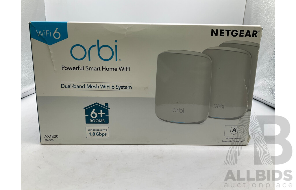 NETGEAR (AX1800) Orbi Dual-Band Mesh Wi-Fi 6 System (3 Pack) - ORP $474.00