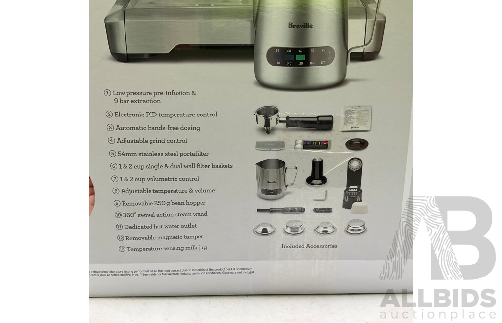 BREVILLE (BES875BSS) the Barista Express Coffee Machine - ORP $649.00