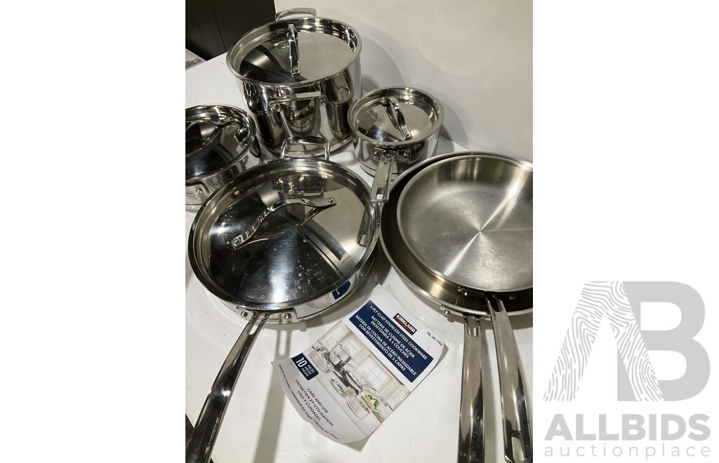 KIRKLAND Signature 10 Piece 5-Ply Clad Stainless Steel Cookware Set and STARFRIT Deep Fry Pan - Total ORP $429.97
