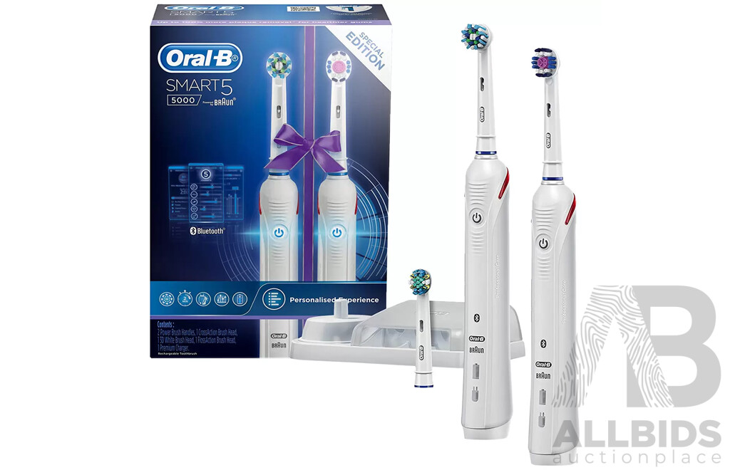 ORAL B (Oral-B SMART 5 5000 Smart 5000) Dual Handle Electric Toothbrush, PHILIPS (HPS920/00) Pro Hair Dryer - LOT of 2 - TOTAL ORP $224.97
