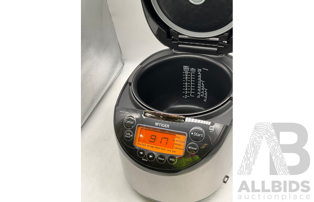 TIGER (JKT-D18A) 230-240V Silver/Black Induction Heating Rice Cooker/Warmer - Total ORP $509.99