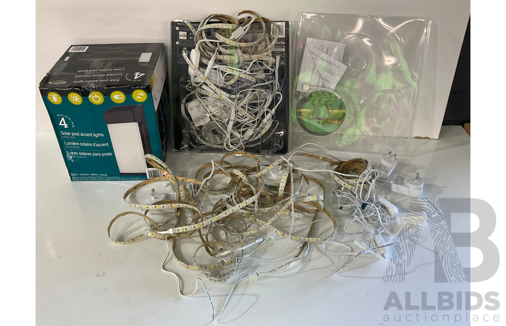 MIRABELLA (I002840) Genio Smart Strip Light 3 X 3M X2 Packs, NATURALLY SOLAR (SL-1004G-4pk) 4 Pack Accent Lights - LOT of 3 - ESTIMATED ORP $185