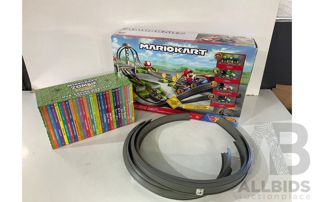 HOTWHEELS (GRH28) Mario Kart Circuit, MINECRAFT Zombie 28 Book Box Set - LOT of 2 - TOTAL ORP $174.99