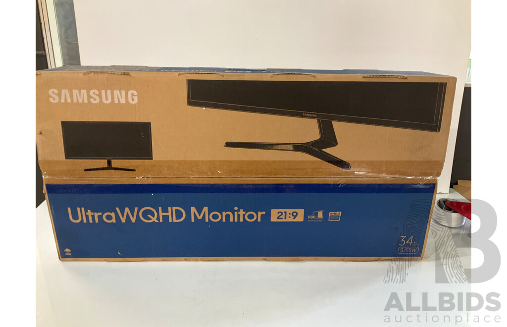 SAMSUNG (LS34J550WQEXXY) SJ55W 34in 75Hz Ultra-Wide WQHD FreeSync Monitor - ORP $539.00