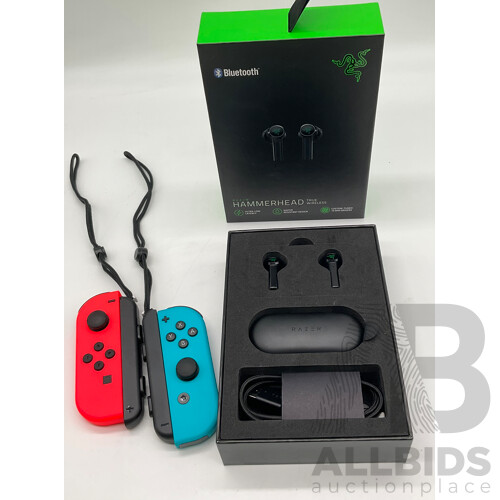 RAZER Hammerhead True Wireless EarPods / NINTENDO (HAC-a-JAEAA) Switch Joy-Con Pair - ORP $268.00 - Lot of 2.