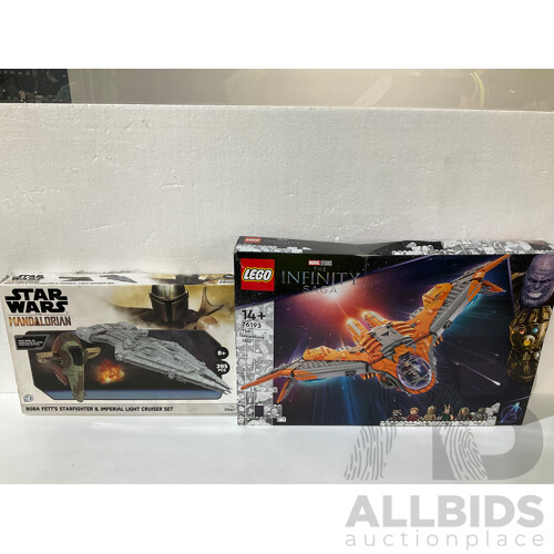 LEGO (76193) Marvel Super Heroes the Guardians’ Ship Large Building Set & DISNEY: STAR WARS: the Mandalorian Paper Model Set - Lot of 2 - ORP $299.99