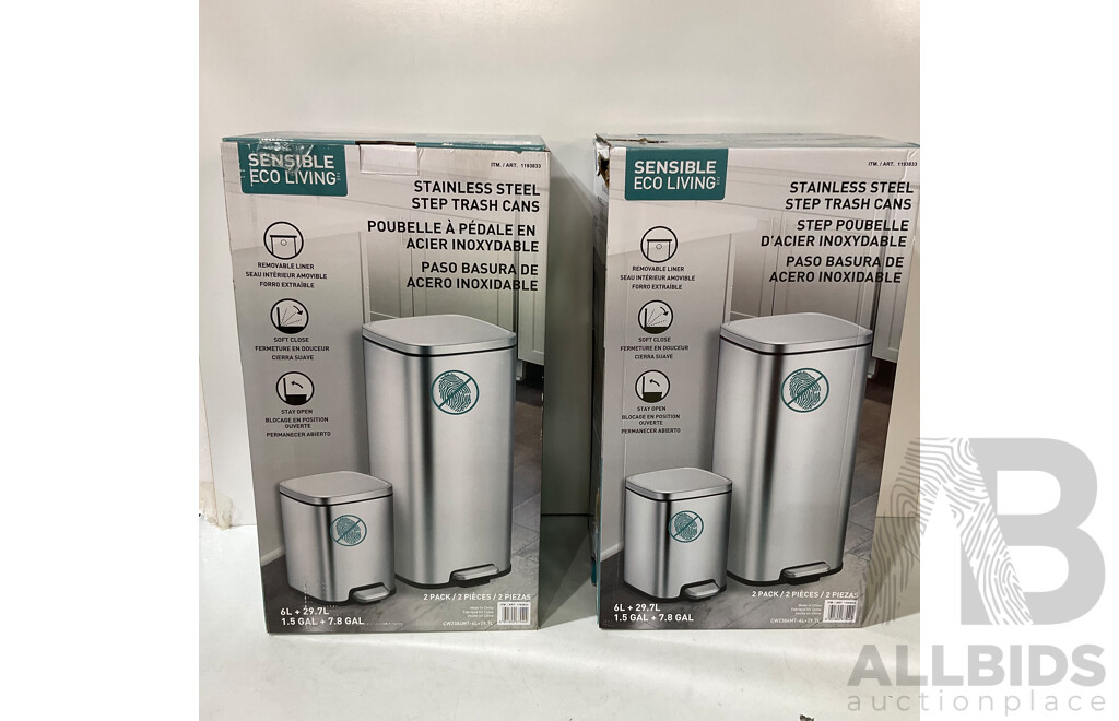 EKO Sensible Living Eko Bins 6L and 29.7L Combo Pack X 2 - ORP $199.98