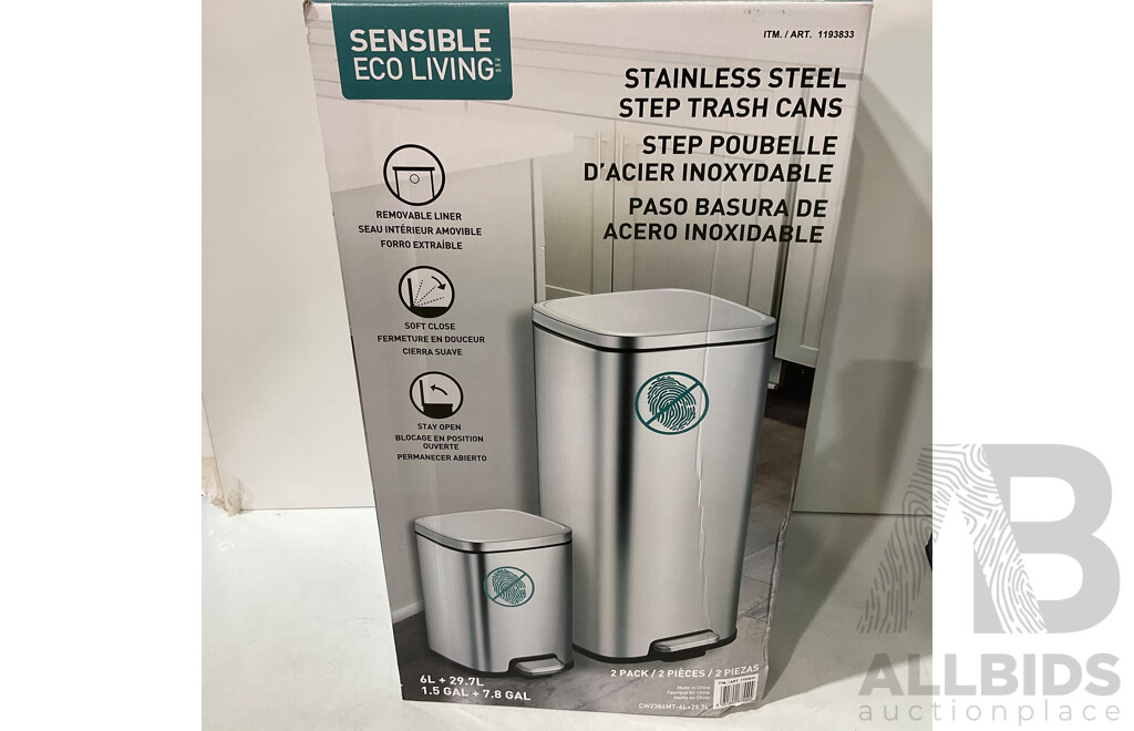 EKO Sensible Living Eko Bins 6L and 29.7L Combo Pack X 2 - ORP $199.98