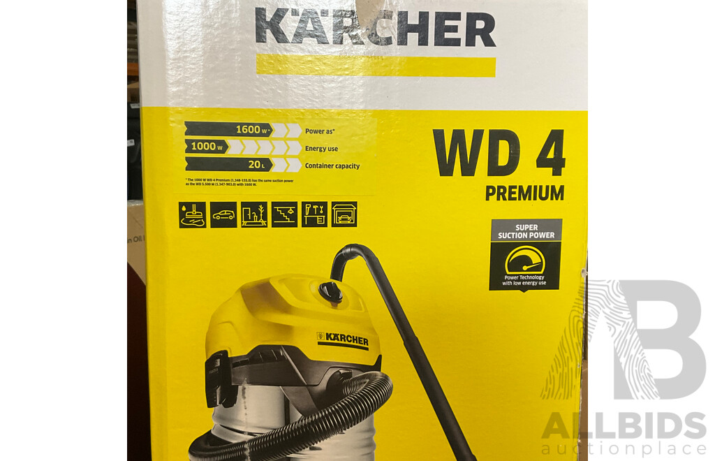 KARCHER (IPX4) WD 4 Premium 20L Wet & Dry Vacuum - ORP $279.00