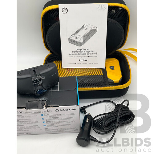 MIVUE (AA00C500) C500 WiFi Dash Cam / SHELL 1200mAH Jump Starter & Power Bank USB Phone Battery Charger - Lot of 2 - Total ORP $354.99