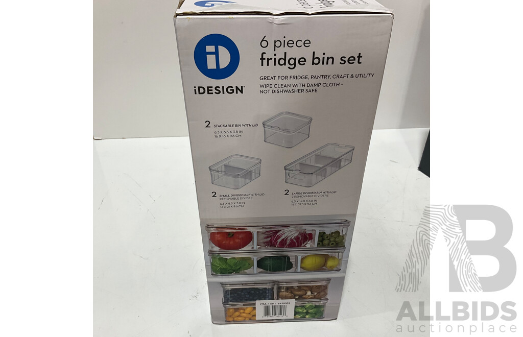 IDESIGN Crisp Fridge Bins 6 Piece Set, OXO POP Container Set 12 Piece - LOT of 2 - ORP $248.98