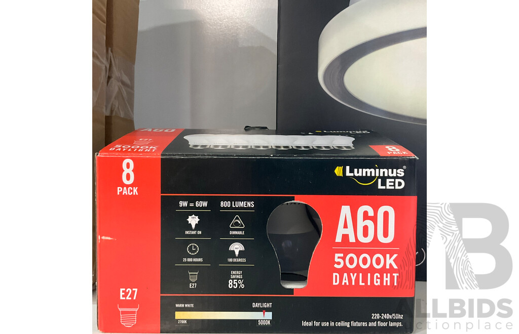 ARTIKA Saturn LED Ceiling Light - V-Tac LED Smart Bulb A60 4-Pack - LUMINUSLED LED Bulb 8 Pack