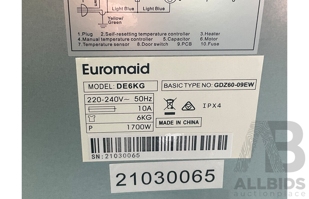 EUROMAID (DE6KG) 6kg Vented Dryer ORP $599.99
