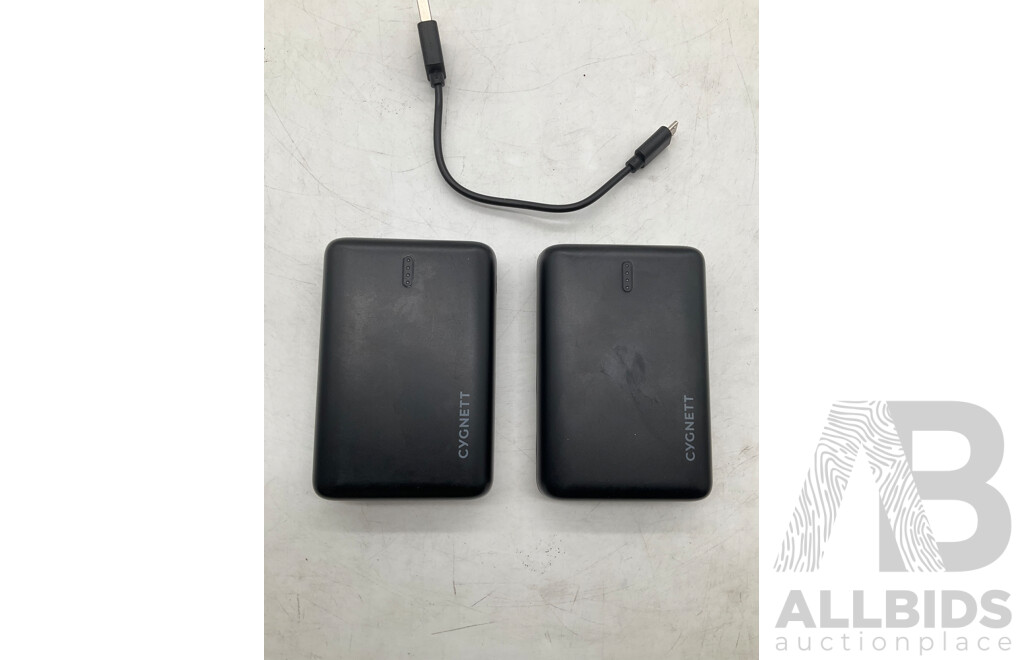 SPHERE Webcam - RAZOR Barracuda X Headphones - CYGNETT Charge Up Power Bank X 2 - CYGNETT USB Cables - Lot of 5 - ORP $370