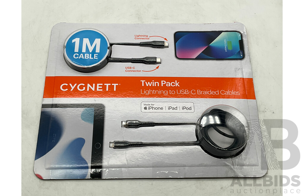 SPHERE Webcam - RAZOR Barracuda X Headphones - CYGNETT Charge Up Power Bank X 2 - CYGNETT USB Cables - Lot of 5 - ORP $370