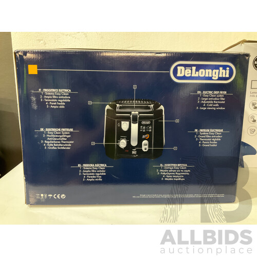 DELONGHI (F28313.bk) Roto Fryer, LAVAZZA (LM950) Modo Mio Coffee Capsule Machine: Lot of 2  - Total ORP $284.00