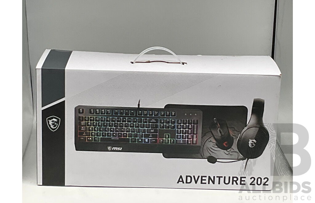 MSI Adventure Gamers Pack Including 202 VIGOR GK20 Keyboard GM08 Gaming Mouse GH20 Headphones AGILITY GD21 Gaming Mouse - ORP $279.95