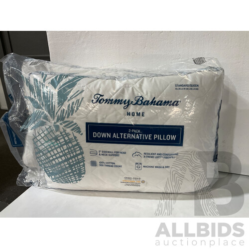 TOMMY BAHAMA (1311111) Down Alternate Pillows Pack of 2 - ONKAPARINGA ( 97529 ) Weighted Neck Wrap With Bonus Eye Pack - Mid Navy & BESTWAY ( 97280 ) Fortech Airbed - Lot of 3 - Total -ORP $ 154.94