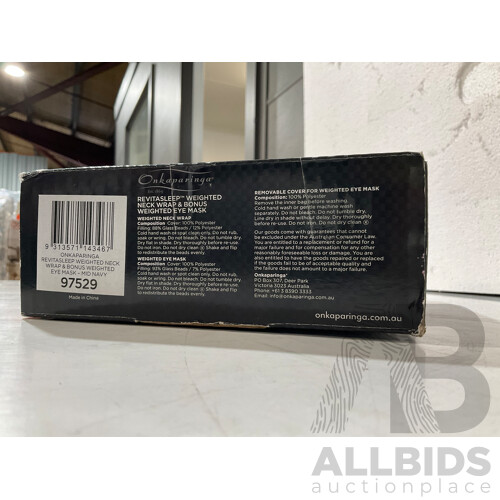 TOMMY BAHAMA (1311111) Down Alternate Pillows Pack of 2 - ONKAPARINGA ( 97529 ) Weighted Neck Wrap With Bonus Eye Pack - Mid Navy & BESTWAY ( 97280 ) Fortech Airbed - Lot of 3 - Total -ORP $ 154.94