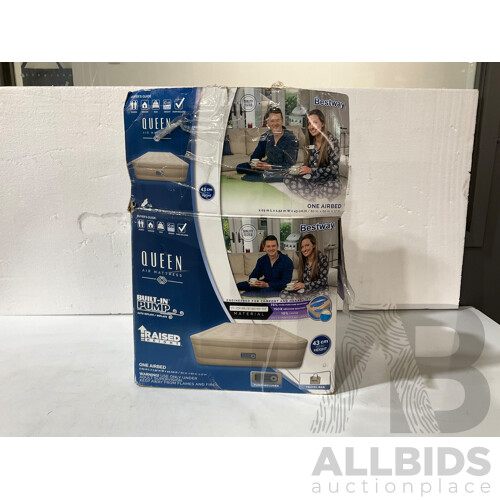 TOMMY BAHAMA (1311111) Down Alternate Pillows Pack of 2 - ONKAPARINGA ( 97529 ) Weighted Neck Wrap With Bonus Eye Pack - Mid Navy & BESTWAY ( 97280 ) Fortech Airbed - Lot of 3 - Total -ORP $ 154.94