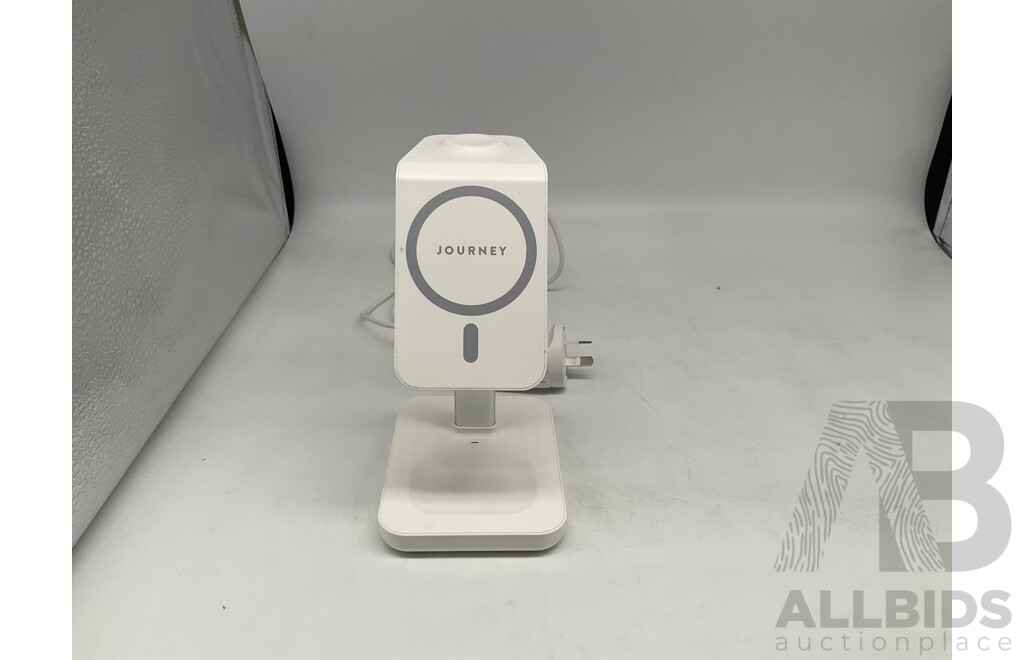 JOURNEY (JMS31SWHAU) MagSafe Compatible 3-in-1 Wireless Charging Stand Bundle (White), AUDIO-TECHNICA (ATH-SQ1TW) Wireless Earbuds - Total ORP $278.95
