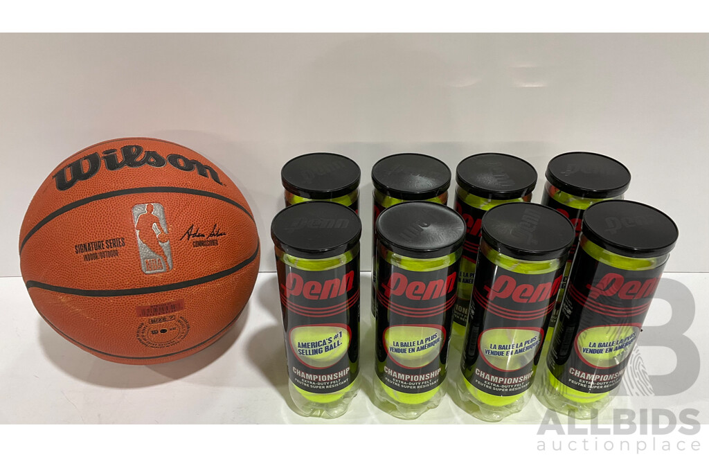WILSON (WGGC67000) NBA Signature Series - PENN Championship Extra-Duty Felt Tennis Balls - Lot of 9 - Estimated Total ORP $270.00