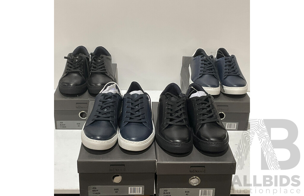AQ by Aquila JED - UK Size 42 (Blue) X 2 - AQ by Aquila JED - UK Size 42 (Black) X 2 - Lot of 4 - Total ORP $600.00