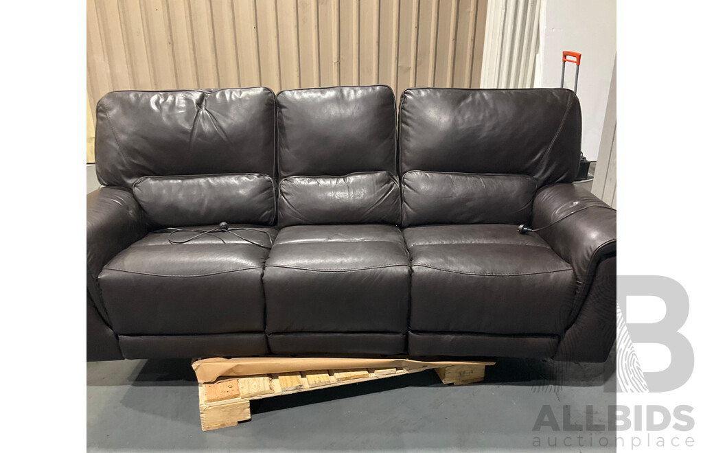 LEGGETT & PLATT 3 SEATER Leather Brown Recliner Sofa - Estimated ORP $1999.99