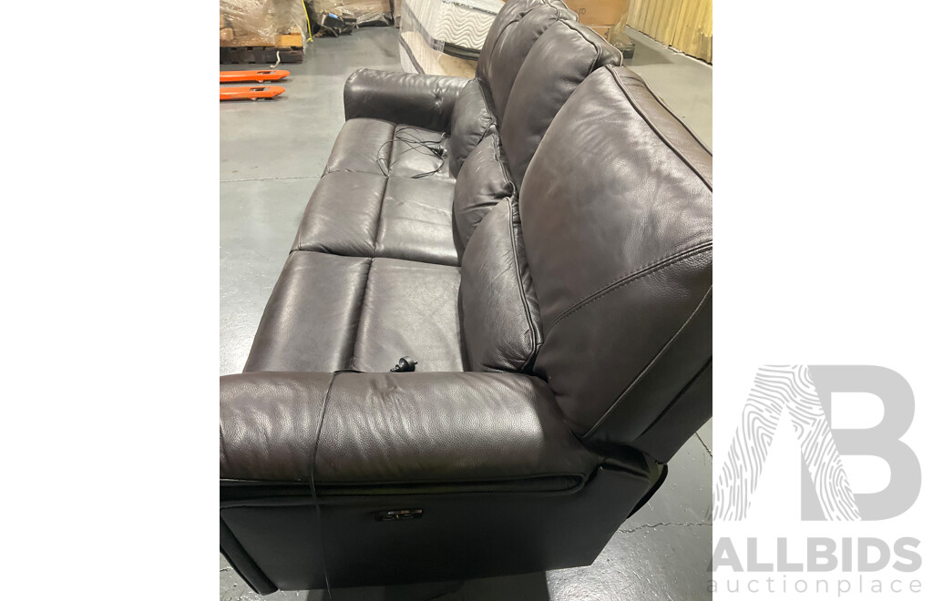 LEGGETT & PLATT 3 SEATER Leather Brown Recliner Sofa - Estimated ORP $1999.99