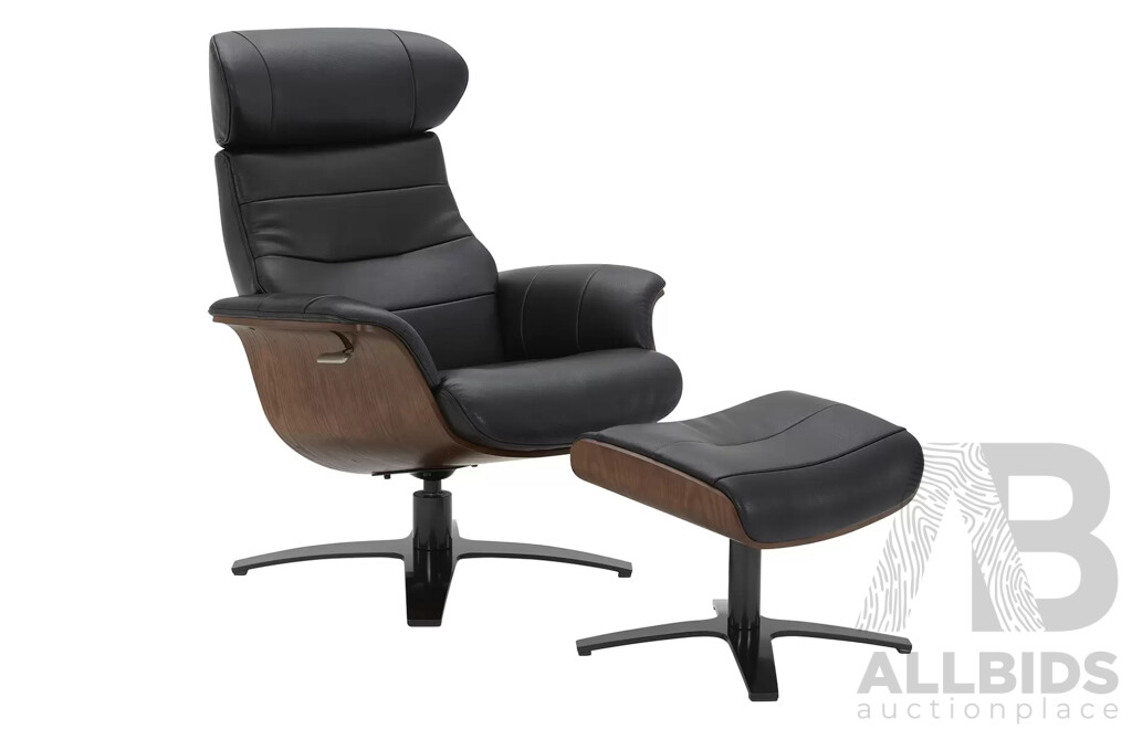 GILMAN CREEK Leather Karma Chair With Ottoman - Estimated ORP $499.97