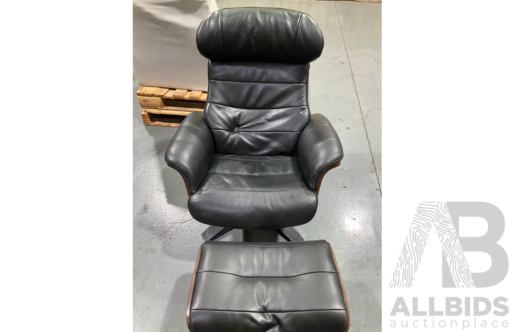 GILMAN CREEK Leather Karma Chair With Ottoman - Estimated ORP $499.97