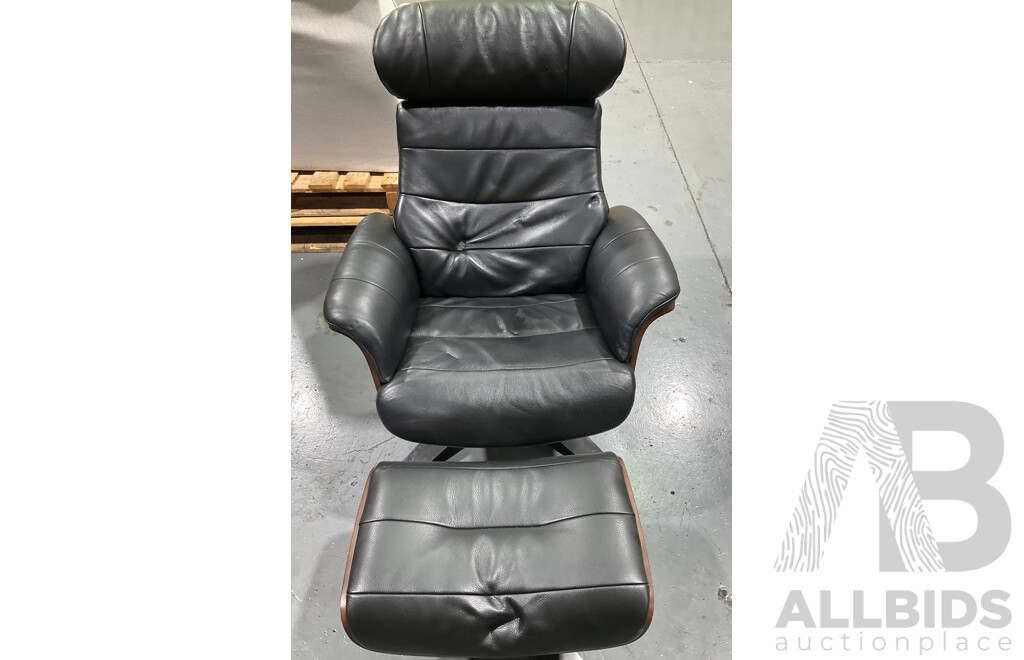 GILMAN CREEK Leather Karma Chair With Ottoman - Estimated ORP $499.97