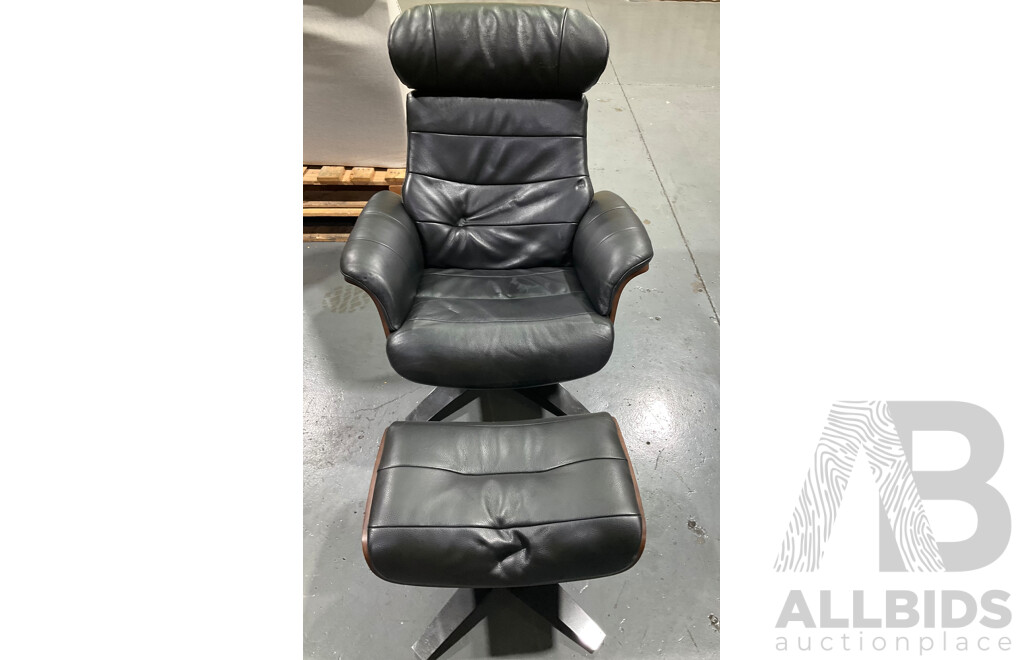 GILMAN CREEK Leather Karma Chair With Ottoman - Estimated ORP $499.97