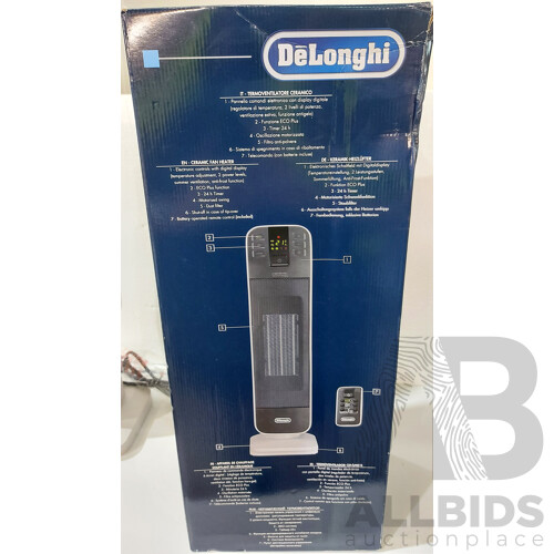 Delonghi (Hfx65v20) Tower Ceramic Fan Heater - Lot of 2 - ORP $359.98