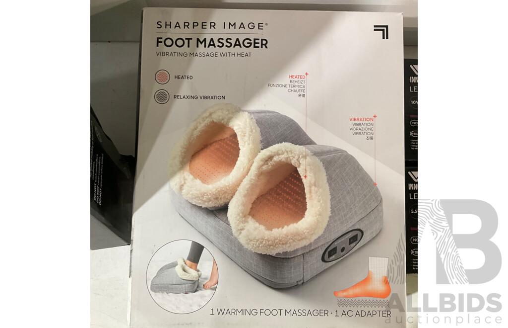 ONKAPARINGA Multi-Zone Electric Blanket Queen Size & SHARPER IMAGE Foot Massager & V-TAC Bulbs -  Lot of 4 - ORP $329.00