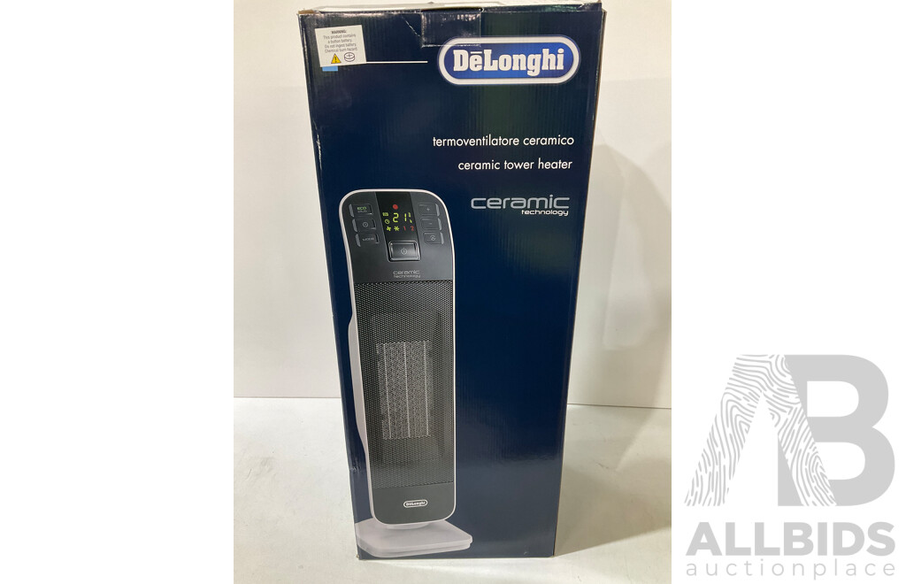 DELONGHI (HFX65V20) 2000W Ceramic Tower Fan Heater - ORP $179.00