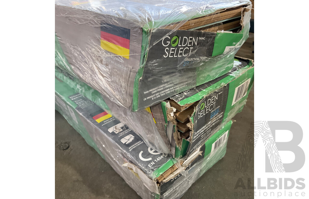 GOLDEN SELECT Hartford Oak Water Resistant Laminate Flooring (Cover 1.15m2) - Lot of 3 - Estimated Total ORP $215.00