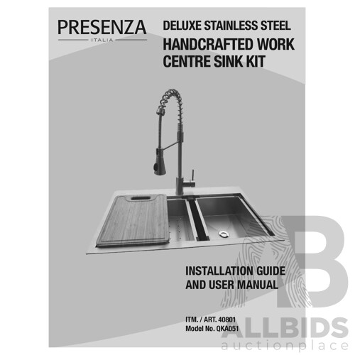 PRESENZA (QKA051) Italia Deluxe Top Mount Sink - WATERMARK (WMKA21005) Mixer Tap Set - Lot of 2 - Total Estimated ORP $969.98