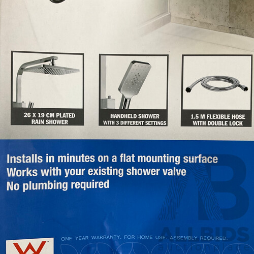 PRESENZA (QBA044) Italia Deluxe Rain Shower Head Handheld System W/ Handshower - ORP $269.99