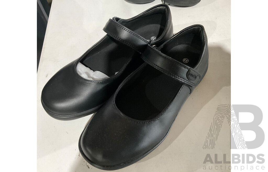 SUREFIT  Brittney Black  School Shoes (Girls)(Size 33) - Lot of 3 - ORP $327.00