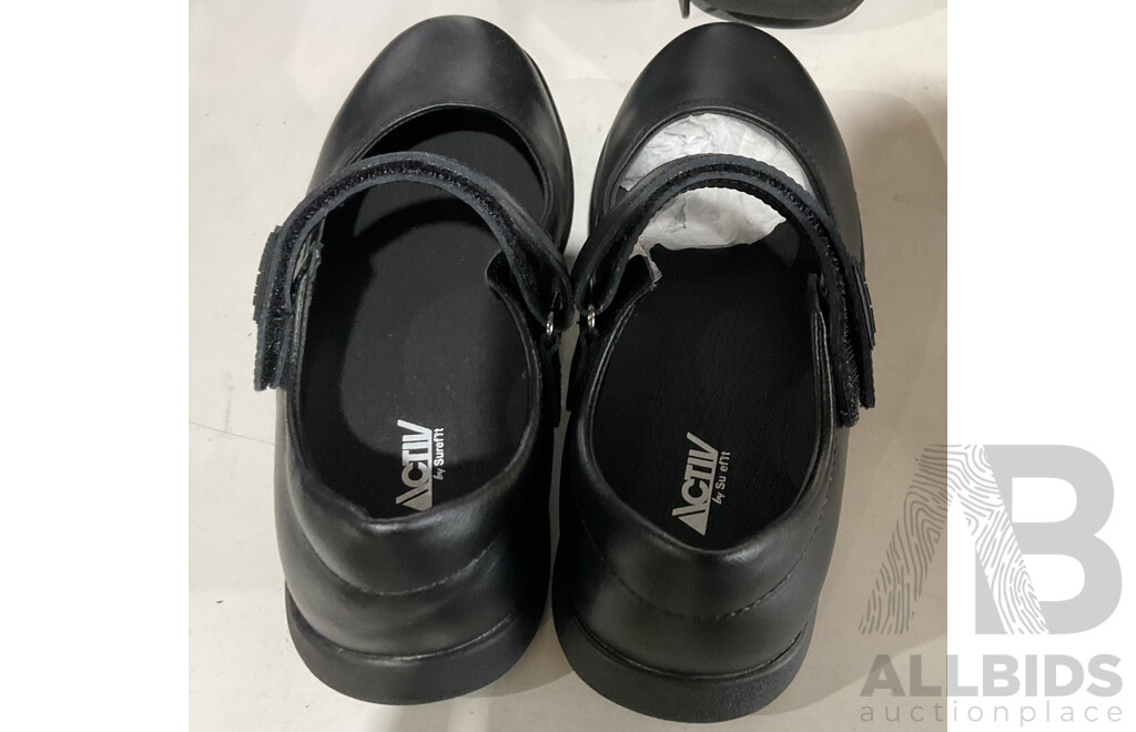 SUREFIT  Brittney Black  School Shoes (Girls)(Size 33) - Lot of 3 - ORP $327.00