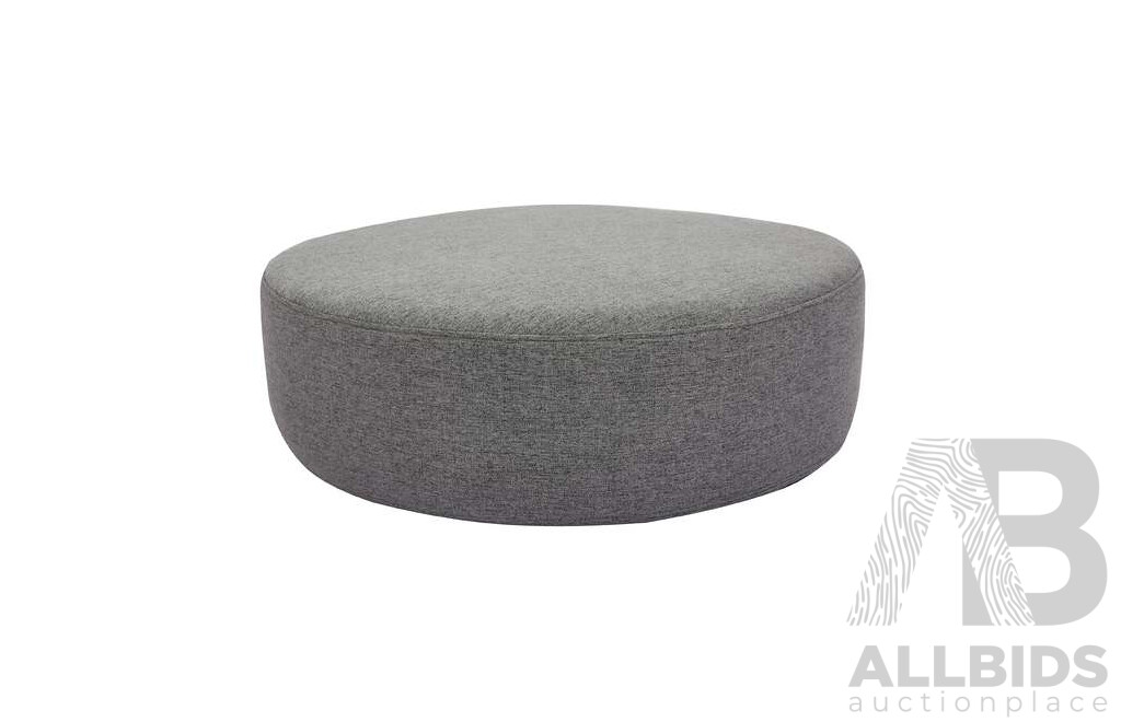 MATT BLATT Villa Round Ottoman - Light Grey Fabric - Estimated ORP $99