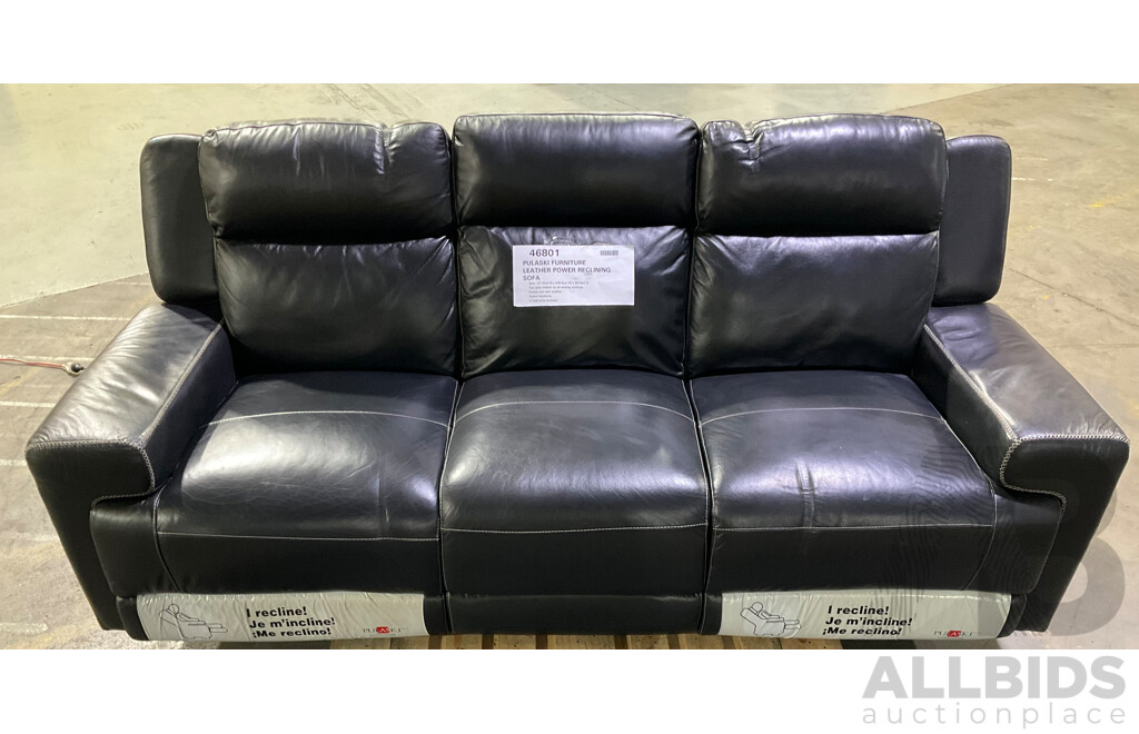 PULASKI Leather Power Reclining Sofa (Black) - ORP $1,349.99