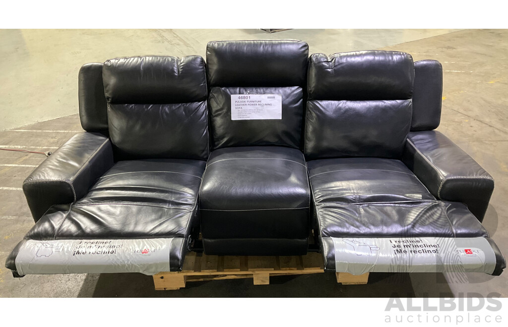 PULASKI Leather Power Reclining Sofa (Black) - ORP $1,349.99