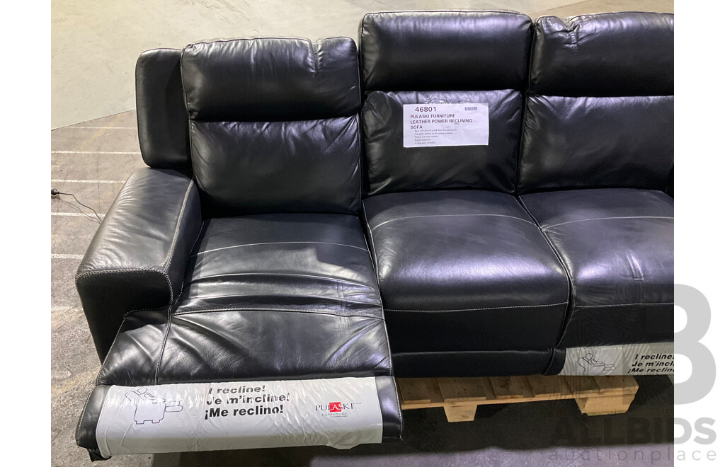 PULASKI Leather Power Reclining Sofa (Black) - ORP $1,349.99