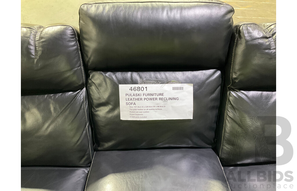 PULASKI Leather Power Reclining Sofa (Black) - ORP $1,349.99