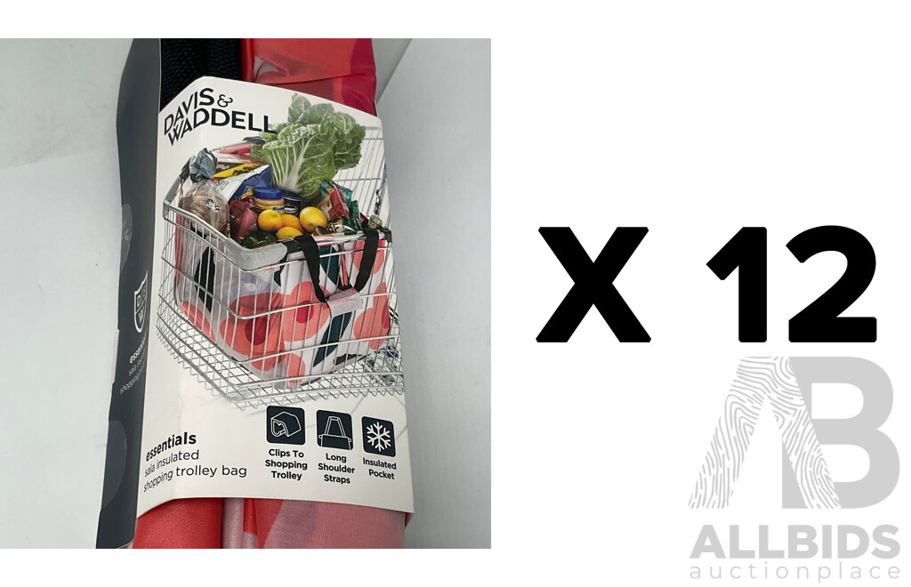 DAVIS & WADDELL - SALA - SHOPPING TROLLEY BAG - WITH INSULATED POCKET - LOT of 12 - Total ORP $258