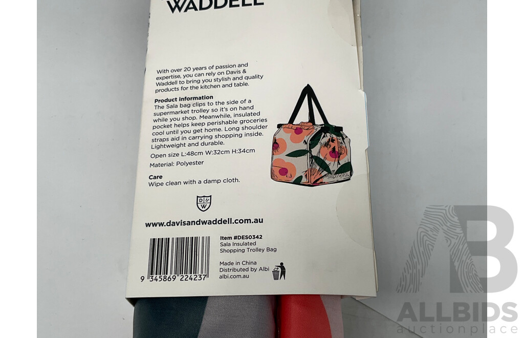 DAVIS & WADDELL - SALA - SHOPPING TROLLEY BAG - WITH INSULATED POCKET - LOT of 12 - Total ORP $258