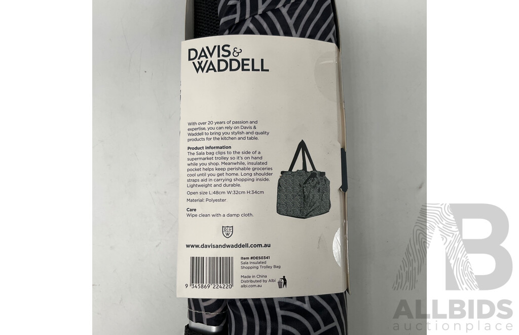 DAVIS & WADDELL - SALA - SHOPPING TROLLEY BAG - WITH INSULATED POCKET - LOT of 12 - Total ORP $258